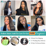 Bone Straight Lace Front Human Hair Closure Wigs