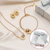 Luxury Elegant Roman Numeral Crystal Necklace Earrings Set